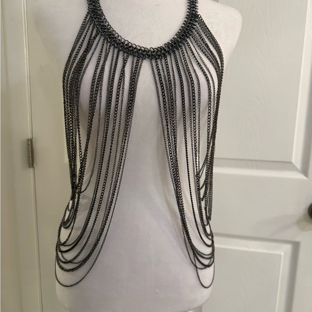 Black Chain Halter Top